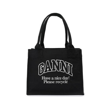 GANNI レディースラージイージーショッパーコントラストロゴバッグ 252 ファントム A6647-252 130270572