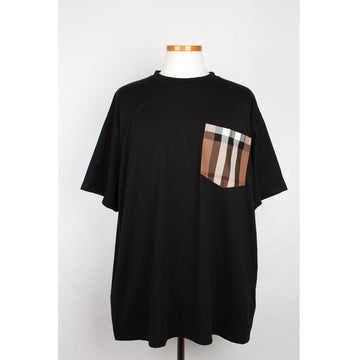 BURBERRY ポケットチェックオーバー半袖TシャツブラックXL 153100235