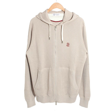 BRUNELLO CUCINELLI コットンニットフーディジップアップ ベージュ M29200416G C7944 153145258