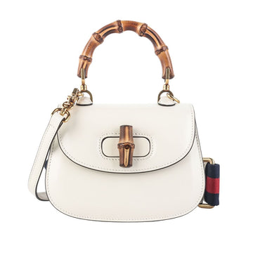 GUCCI バンブー 1947 ミニ トップハンドル クロスバッグ ホワイト 36735Y-1 153154426