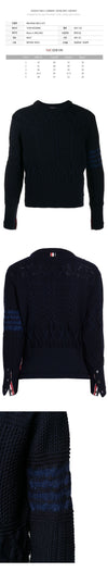 Thom Browne Cable Knit Wool Sweater Navy MKA304A 00014 415 123042495 [P]