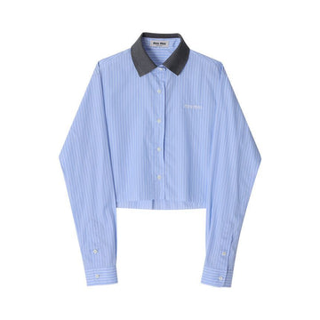 MIU MIU Hemd Popeline Streifen Cropped Damenshirt 137Q F0X24 130086149