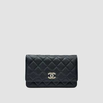 CHANEL Season WOC Black Caviar Silver Chain Crossbody Bag AP43 153194898