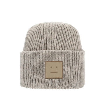 Acne Studios Beanie C40425 GREIGE MELANGE Face Logo Patch Beanie 149351775