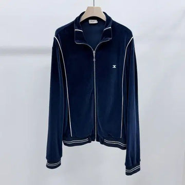 Celine Triope Velvet Training Zip-Up Jacket Navy 153195063