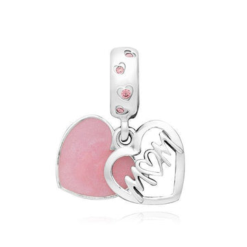 PANDORA Charm 798887C01 Mamskript Herz Anhänger und Dangling Silber Charm 40034431