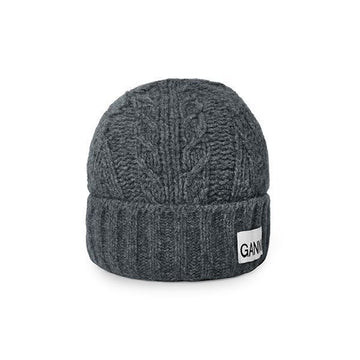 Ganni Cable Knit Logo Beanie 67168721