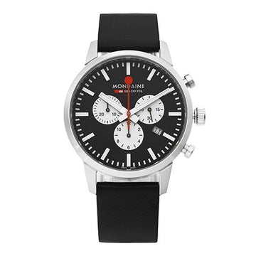 MONDAINE MSD.41420.LBV Klassische Chronograph Datum Veganes Lederarmbanduhr Herren 75100404