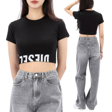 DIESEL スポーツ クロップ 半袖 Tシャツ A14593 0HMAU 9XX 153197214