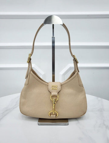 MIU MIU マドラスレザー ホーボーバッグ ベージュ 5BC157 153197355