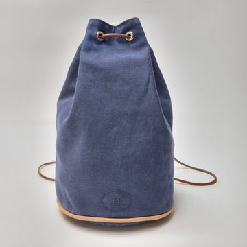 HERMES キャンバス ドローストリング バケットバッグ ブルー 602-28 153244946