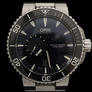Oris 01 743 7673 4135 46MM Steel Automatic Blue Dial Aquis Small Second Date Men's Watch 153245144