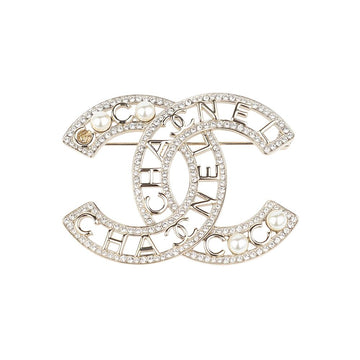 CHANEL Crystal Pearl Brooch with CC Logo 36734-3 153247656