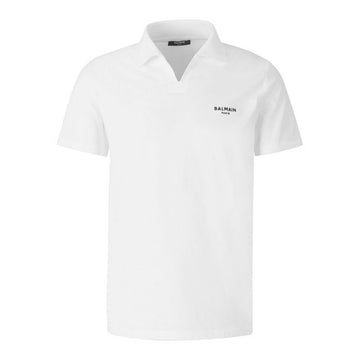 BALMAIN コットンポロショートスリーブTシャツ ヴェルヴェットロゴ ホワイト XH1GB005 BB04 GAB 153248960