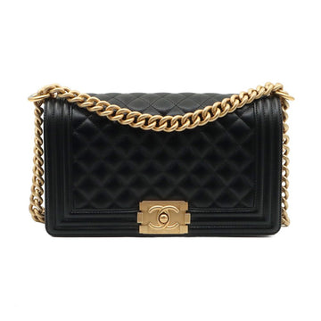 CHANEL Black Caviar Gold Boy Medium Flap Shoulder Bag 29 Series / A67086 153248961