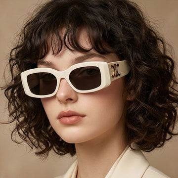 CELINE Sonnenbrille CL40282U 25A Weiße Rechteckige Trionphe Luxus Horn Rahmen Asiatische Passform Mode 121024520