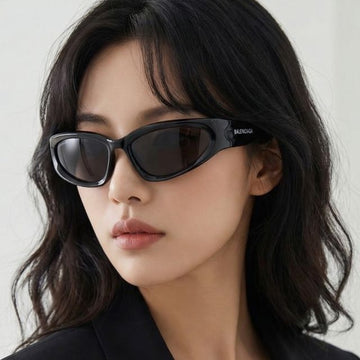 Balenciaga Sunglasses BB0157S 001 Swift Logo Temple Oval Black 153252022