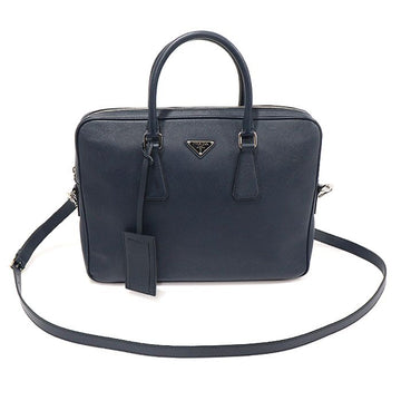 PRADA ネイビーカラーサピアノレザーのワークバッグブリーフケース2WAY 2VE368 153252056