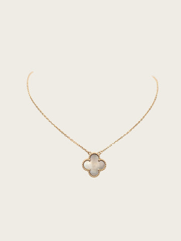 Van Cleef & Arpels Rose Gold Gray Vintage Alhambra Pendant Necklace 153253322