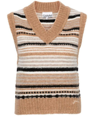 GANNI Logo Wolle Mix Weste Stickerei K2236 177 151058620