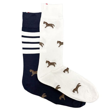 THOM BROWNE 26SS Striped Tab Luna New Year Horse Socken Navy Weiß (MAS212F Y3012 979) 153254610