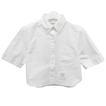 Thom Browne Women's Oxford Cropped Short Sleeve Shirt White 153254613