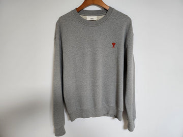 AMI Gray Small Heart Embroidery Sweatshirt A21HJ007 153258217
