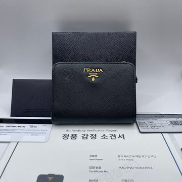 Prada Saffiano Logo Zip Wallet Black 1ML018 153287804