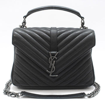 Saint Laurent Black Monogram Matelassé Silver College Medium Shoulder Bag 428056 153290735