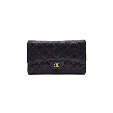 CHANEL クラシックキャビアフラップ長財布 L463813 153292324