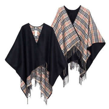 BURBERRY チェックウールリバーシブルフリンジ女性ケープ 152747680