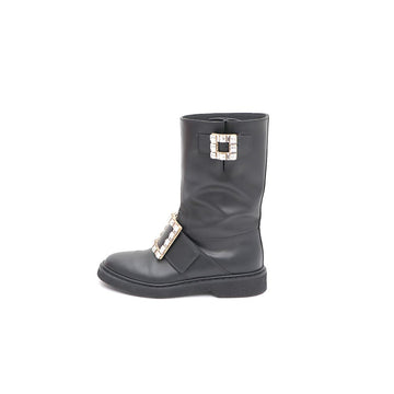 Roger Vivier Vibrant Rangers Leather Ankle Boot Mid 32275361 153340160