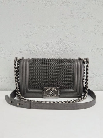 CHANEL ボーイバッグ スモール ヴィンテージ シルバートーン ショルダーバッグ 153340568