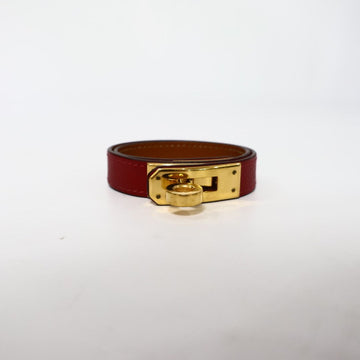 Hermes Burgundy Gold Buckle Kelly Bracelet XS 153340654