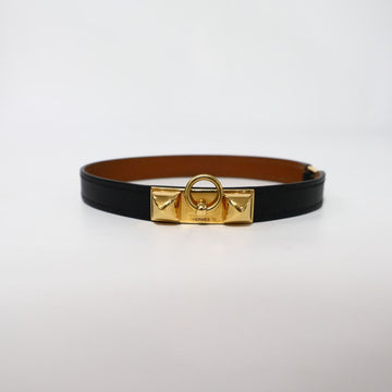HERMES ブラック ゴールドバックル リバーダブル ブレスレット XS 153340683