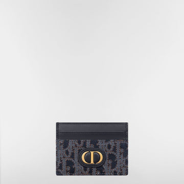 DIOR カードホルダー ブルー & タバコブラウン コントラストステッチ オブリークデニム 153350262