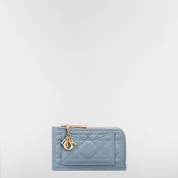 Dior Cosmos Zip Card Wallet Cloud Blue Calfskin 153350263