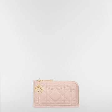 DIOR ジッパーカード財布 パウダーピンク カナージュ レザー 153350267