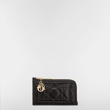 Dior Cosmos Zip Card Holder Black Lambskin 153350268