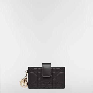 Dior Lady Jasmine Card Holder Black Cannage Calfskin 153350270