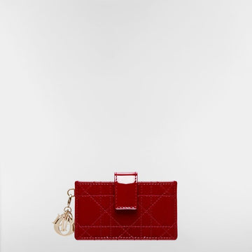DIOR Kartenetui Kirsche Rot Lack-Chaîne Kalbsleder 153350276