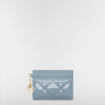 DIOR カード財布 クラウドブルー パテント カナージュ 子牛革 153350283