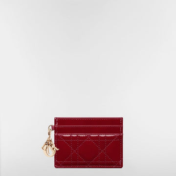 DIOR レディ フリージア カードケース チェリーレッド パテント カナージュ 子牛革 153350282