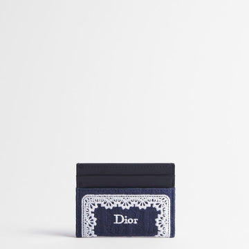 Dior Oblique Frigia Card Wallet Blue Oblique Jacquard & White Lace 153350288
