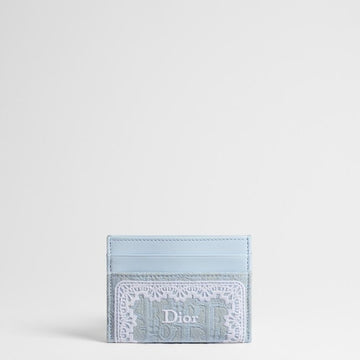 DIOR オブリーク フルジア カード ウォレット ブルー セレスト オブリーク 刺繍 & ホワイト レース 153350289