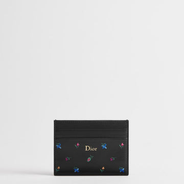 DIOR Kardentasche Amour Prisea Schwarz Lammleder & Multicolor Revolution Blumenmotiv Druck 153350292