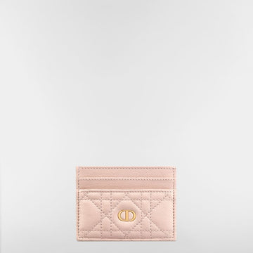Dior Caro Freesia Card Holder Powder Pink Calfskin 153350302