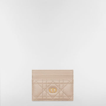 DIOR Kartenhalter aus Kalbsleder in Pulverbeige mit Cannage-Muster 153350304