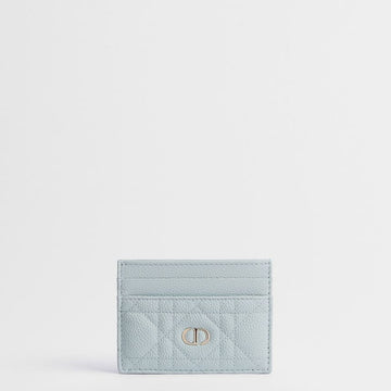 Dior Caro Phrigia Card Holder Ice Blue Cannage Grain Calfskin 153350305