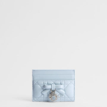 DIOR カード財布 アイスブルー カナージュ ラムスキン 153350320